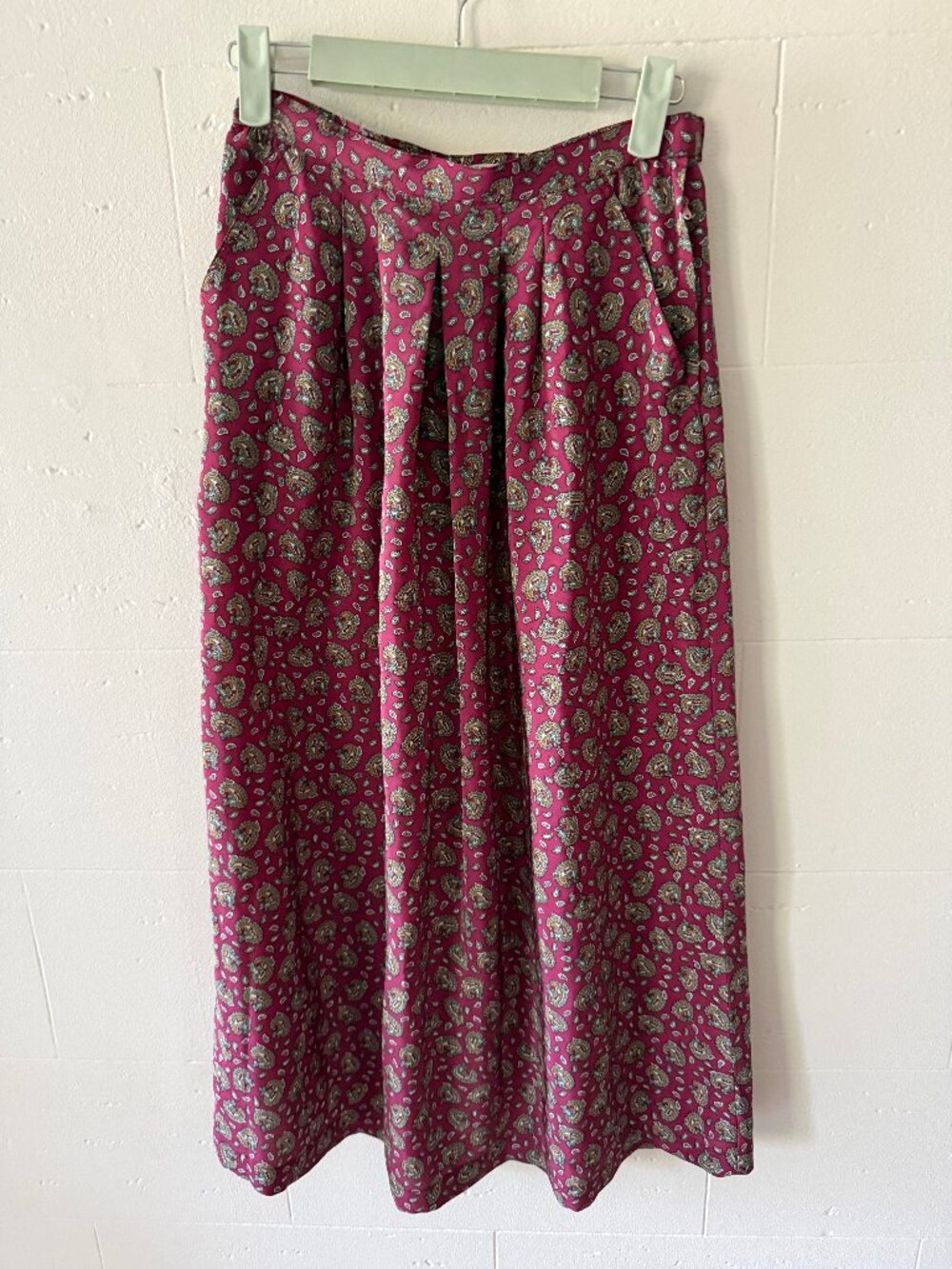 Vintage | Silk Burgundy Paisley Maxi Skirt | Small